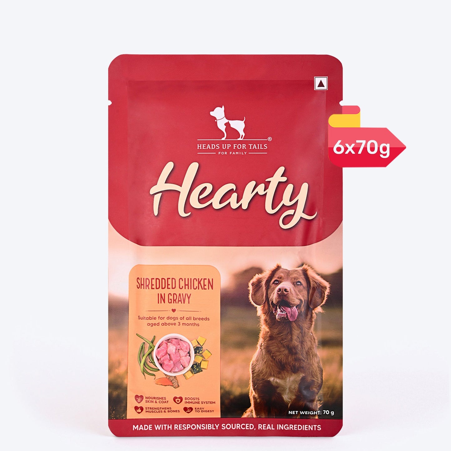 Hearty Shredded Chicken & Pumpkin in Gravy Wet Food for Dogs €“ Grain-Free, High-Protein €“ 70 g - Heads Up For Tails