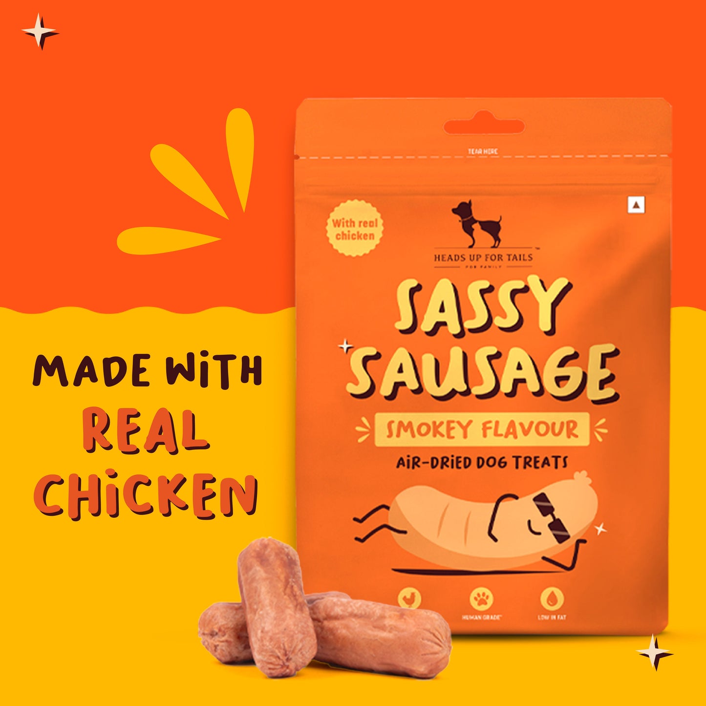 HUFT Wholesome Chicken, Turkey Food & Sassy BBQ Treats Combo For Dog