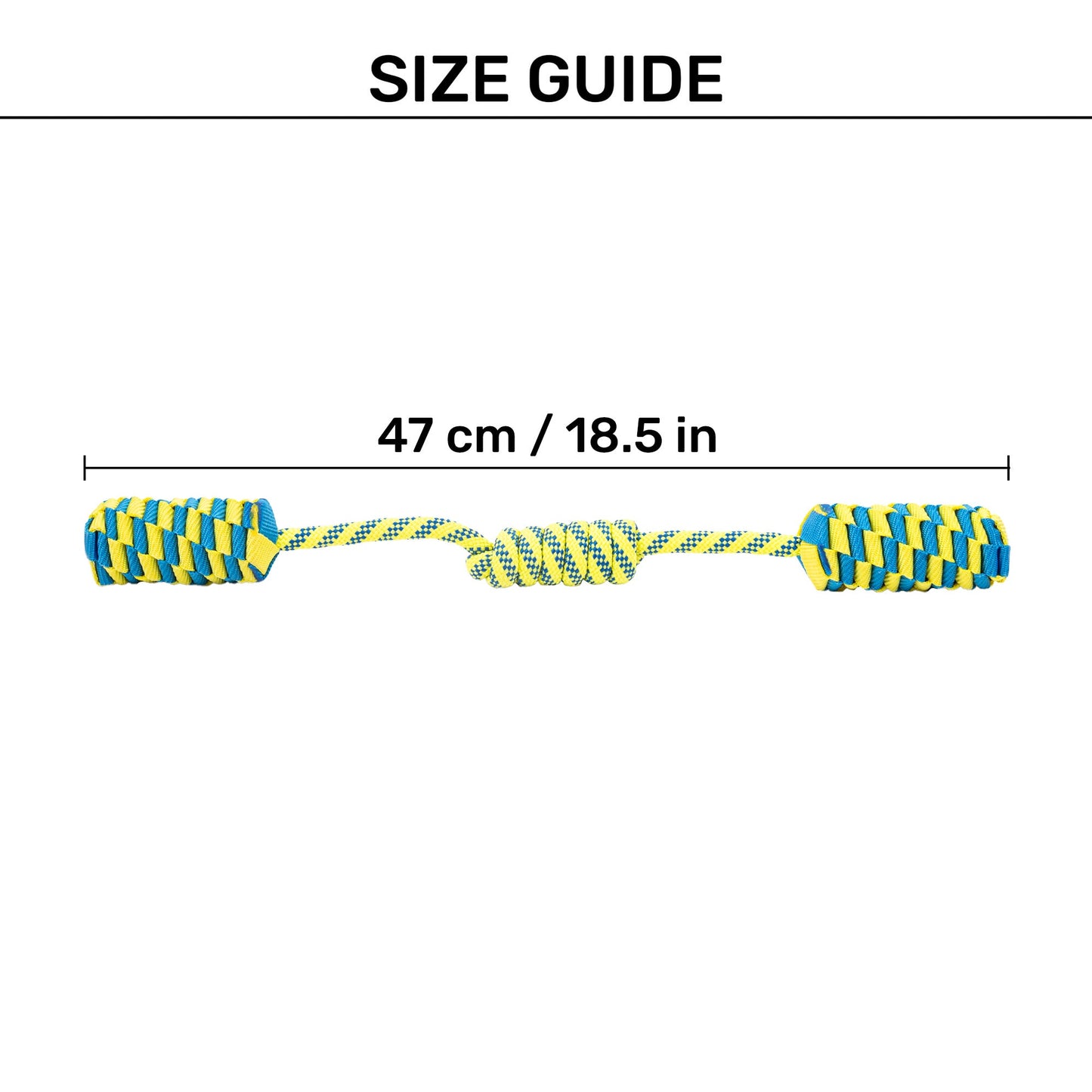 TLC Tug Loop Rope Toy For Dog - Blue & Yellow - Heads Up For Tails