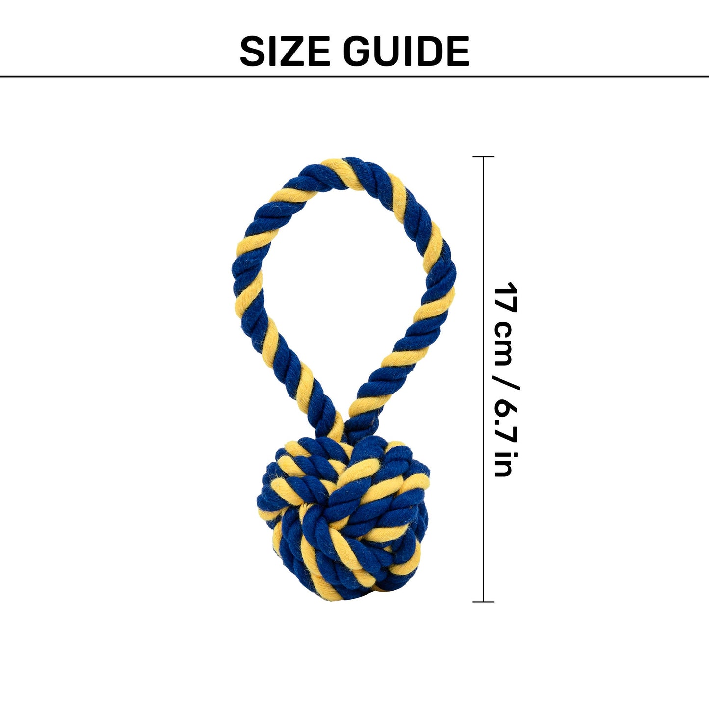 TLC Swinger Rope Toy For Puppies & Small Dog - Yellow & Blue - Heads Up For Tails