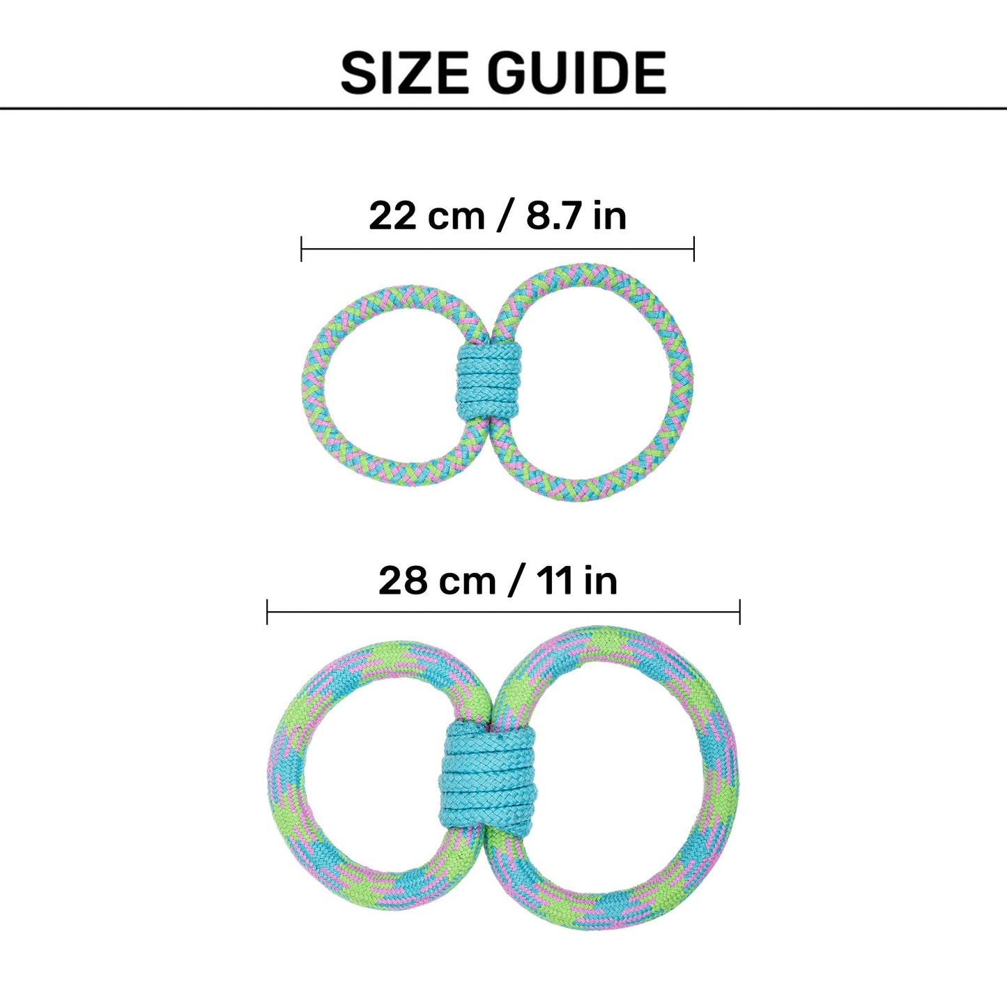 Dash Dog Double Tugger Rope Toy For Dog - Multicolor - Heads Up For Tails
