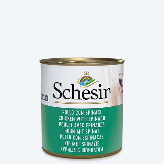 Schesir 45% Chicken with Spinach Canned Wet Dog Food - 285 g - Heads Up For Tails