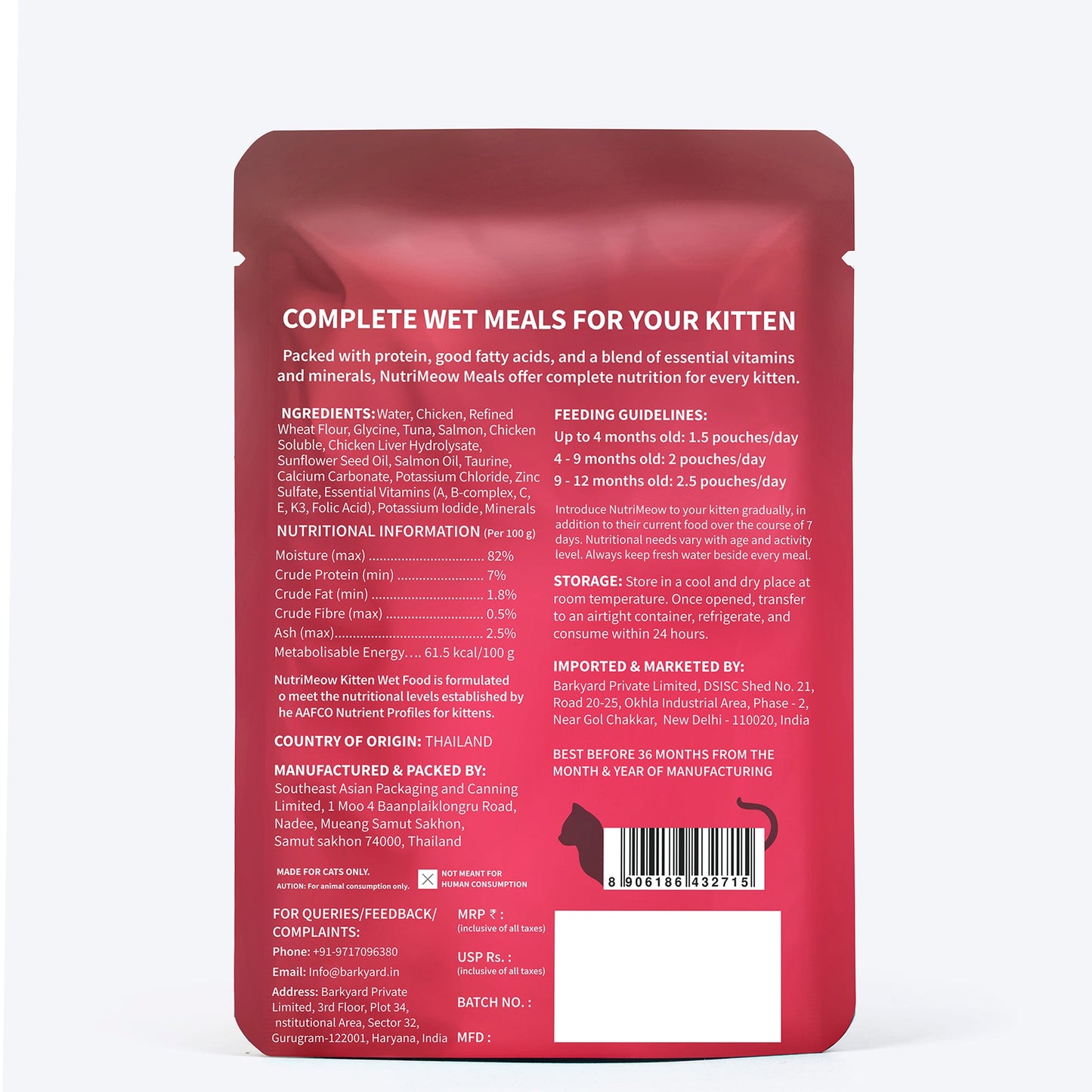 NutriMeow Chicken in Gravy Wet Food For Kitten - 80 gm - Heads Up For Tails
