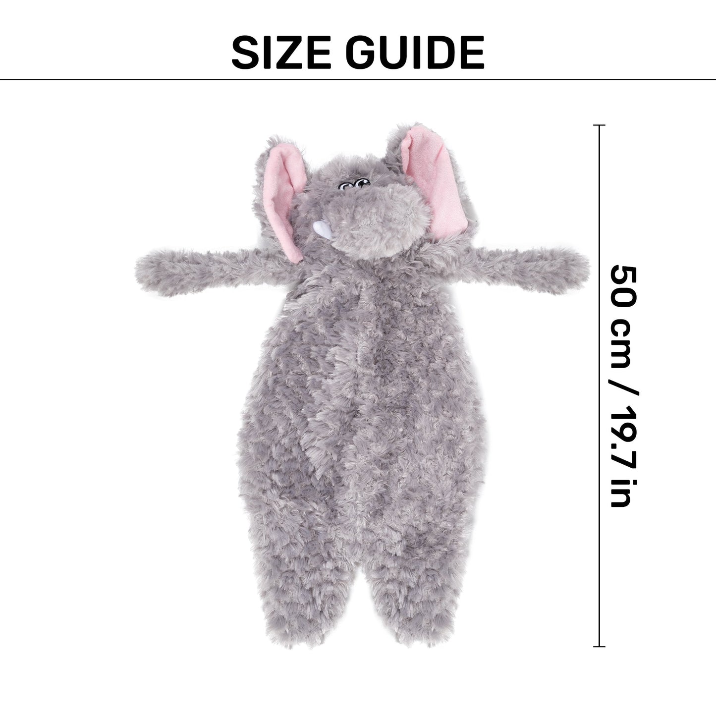 HUFT Goofy Elly Plush Toy For Dog - Grey - Heads Up For Tails