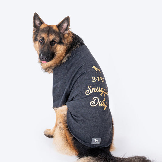 HUFT 24x7 Snuggle Duty Foil Print Pet Sweatshirt - Grey Melange - Heads Up For Tails