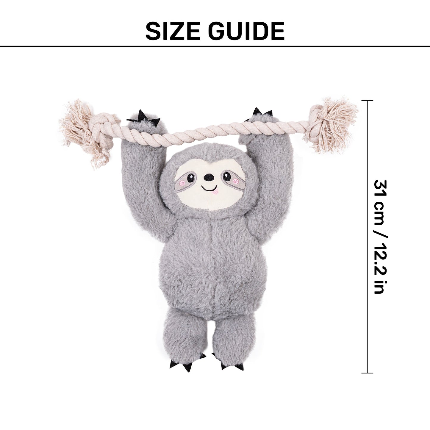 HUFT Sleepy Sloth Plush Toy for Dog - Grey - Heads Up For Tails