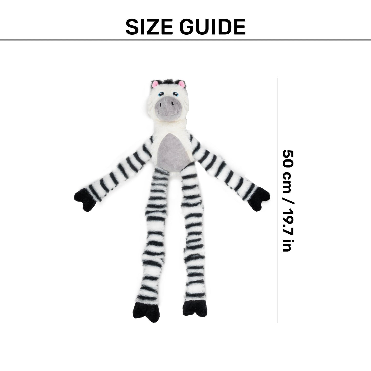 HUFT Debra The Zebra Squeaky Plush Toy For Dog - Multicolor - Heads Up For Tails