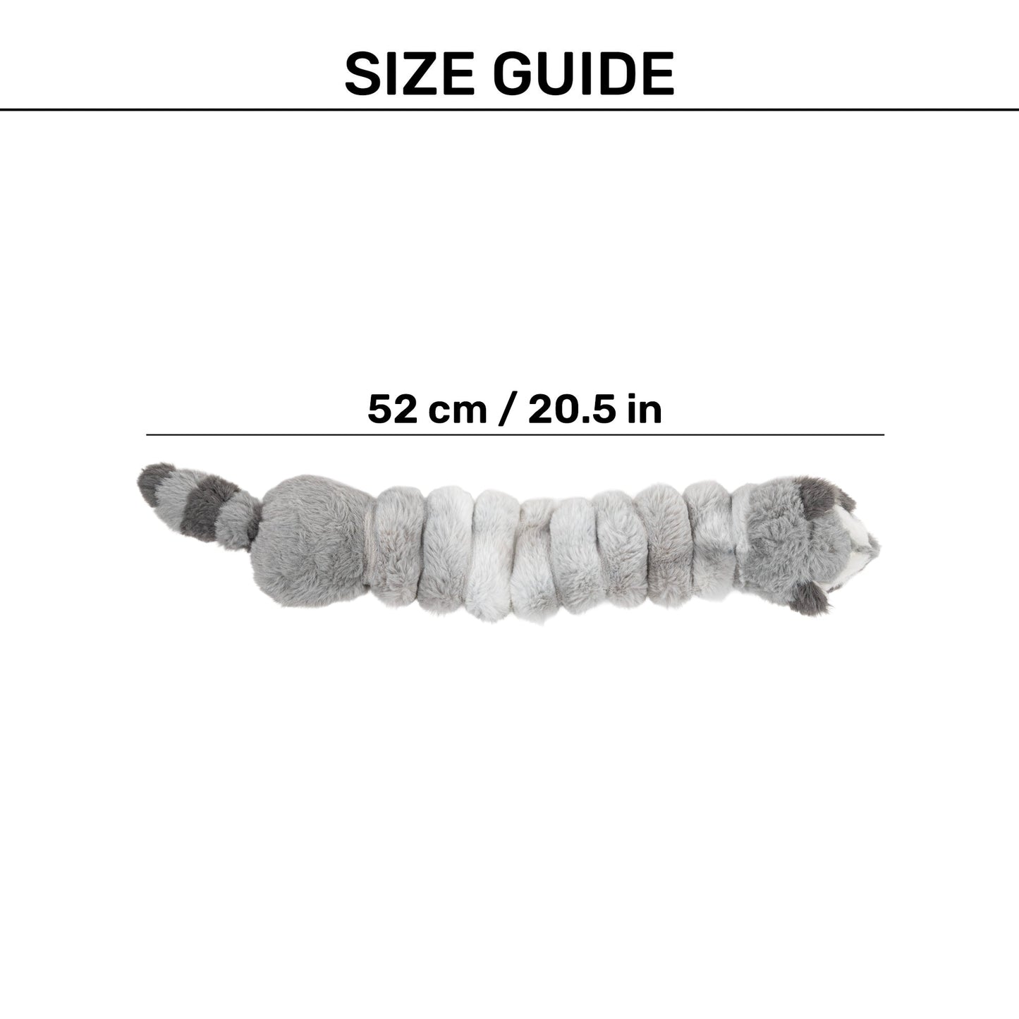 HUFT Slinky Raccoon Squeaky Plush Toy For Dog - Grey - Heads Up For Tails