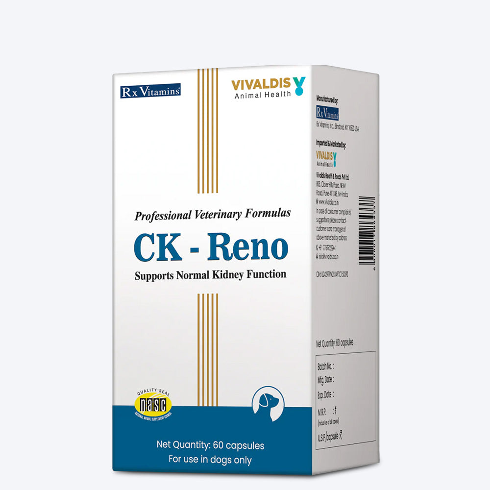 Vivaldis RX CK Reno Canine Kidney Support Capsules For Dog - 60 Caps - Heads Up For Tails