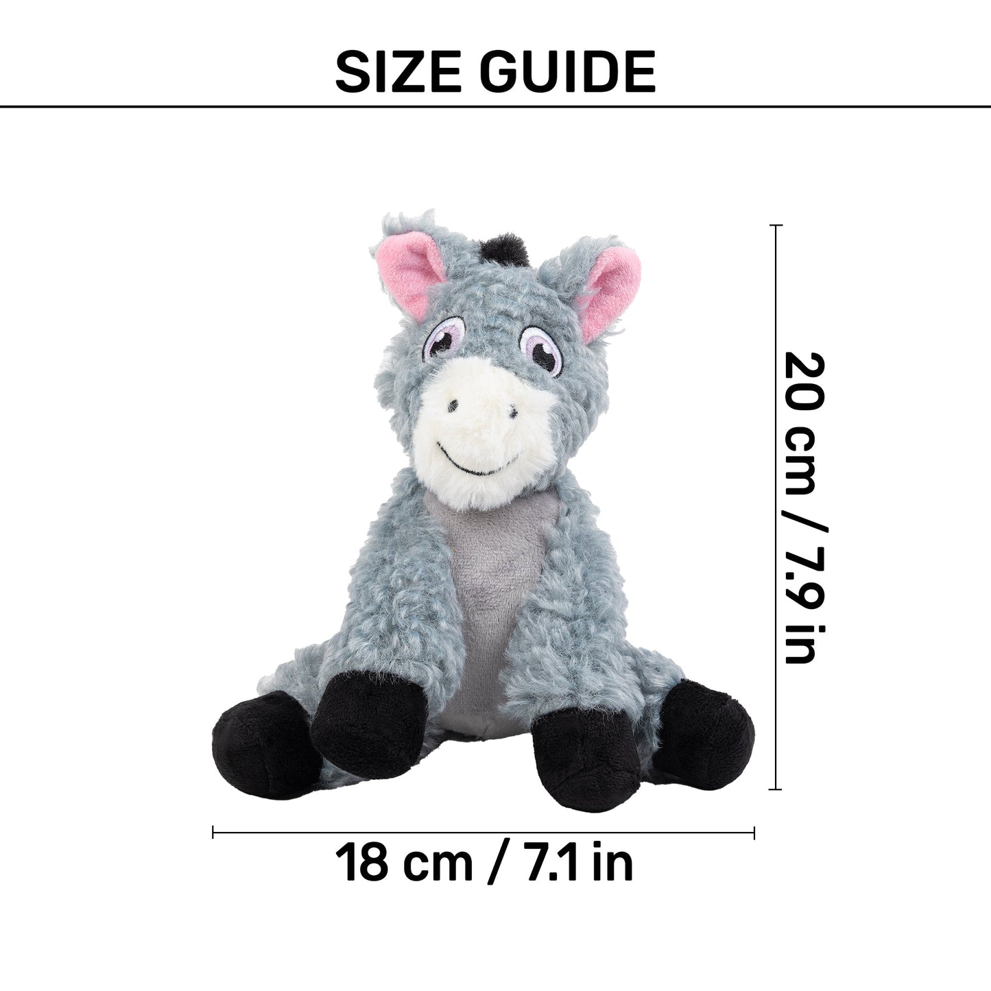 HUFT Donky Donk Plush Toy For Dog - Grey - Heads Up For Tails