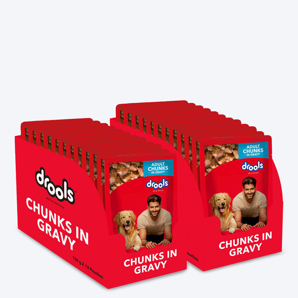 Drools Real Chicken and Chicken Liver Chunks in Gravy Adult Wet Food For Dogs - 150g - Heads Up For Tails
