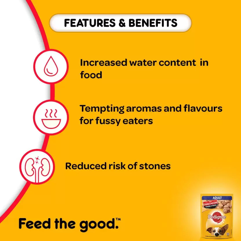 Pedigree Chicken Liver in Gravy Adult WetDog Food - 2.1 kg (30x0.07 kg) - Heads Up For Tails