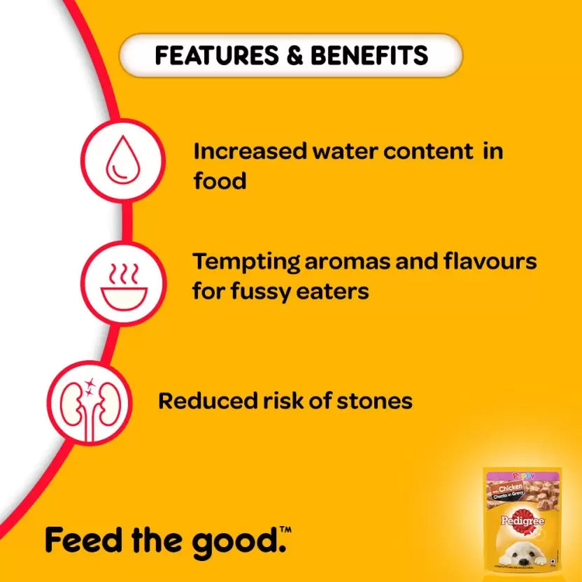 Pedigree Chicken In Gravy New Born Puppy Wet Food - 2.1 kg - Heads Up For Tails