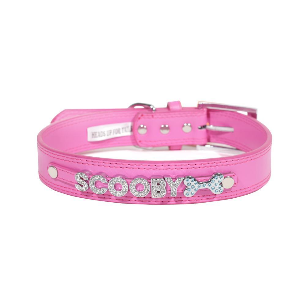 HUFT Personalised Dog Collar - Pink - Upto 7 Letters - Heads Up For Tails