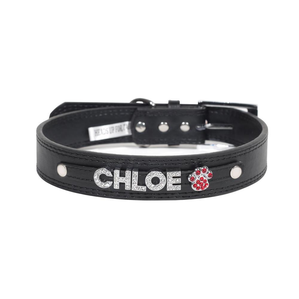 HUFT Personalised Dog Collar - Black - Upto 5 Letters - Heads Up For Tails