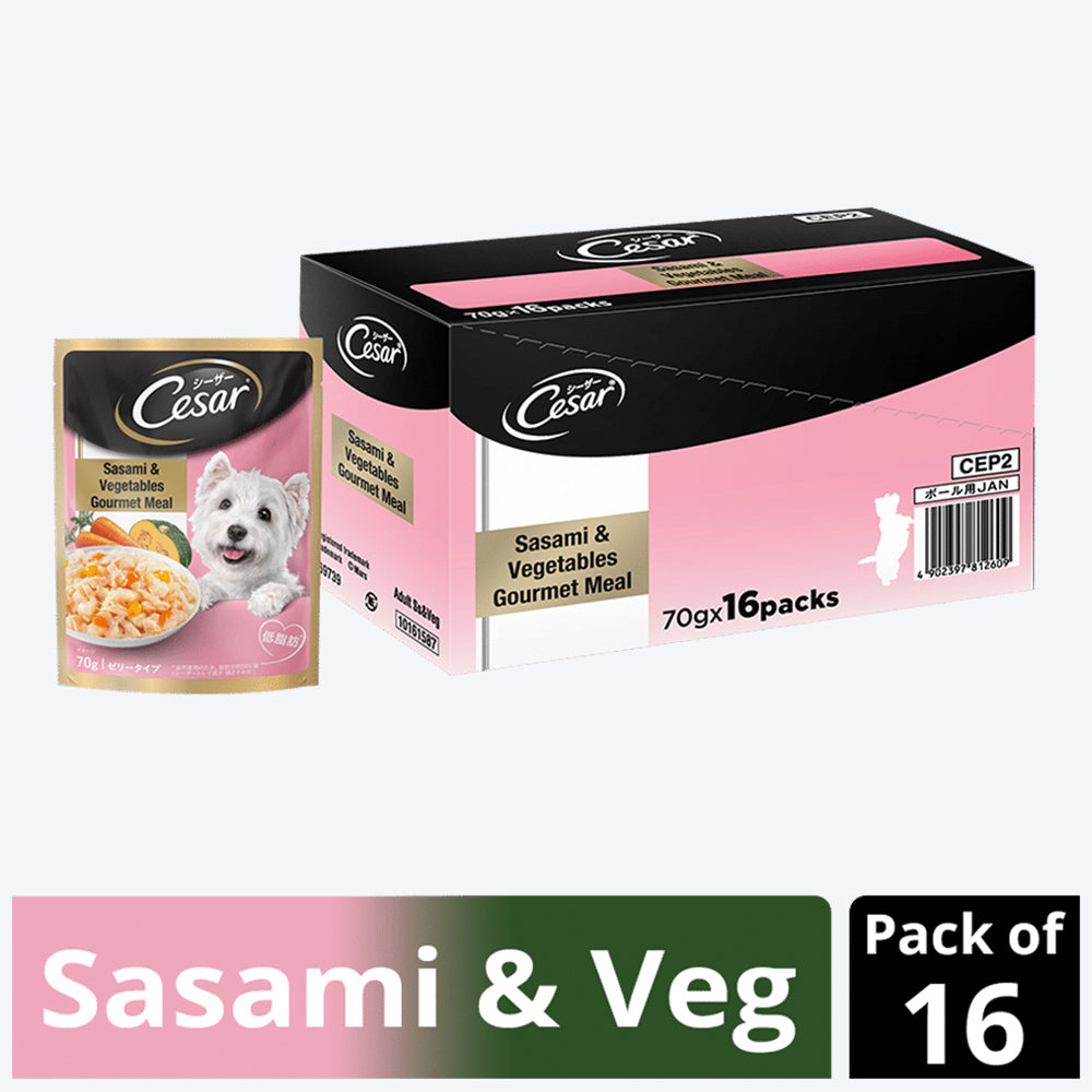 Cesar Adult Sasami & Vegetables Wet Dog Food - 16 X 60 g - Heads Up For Tails