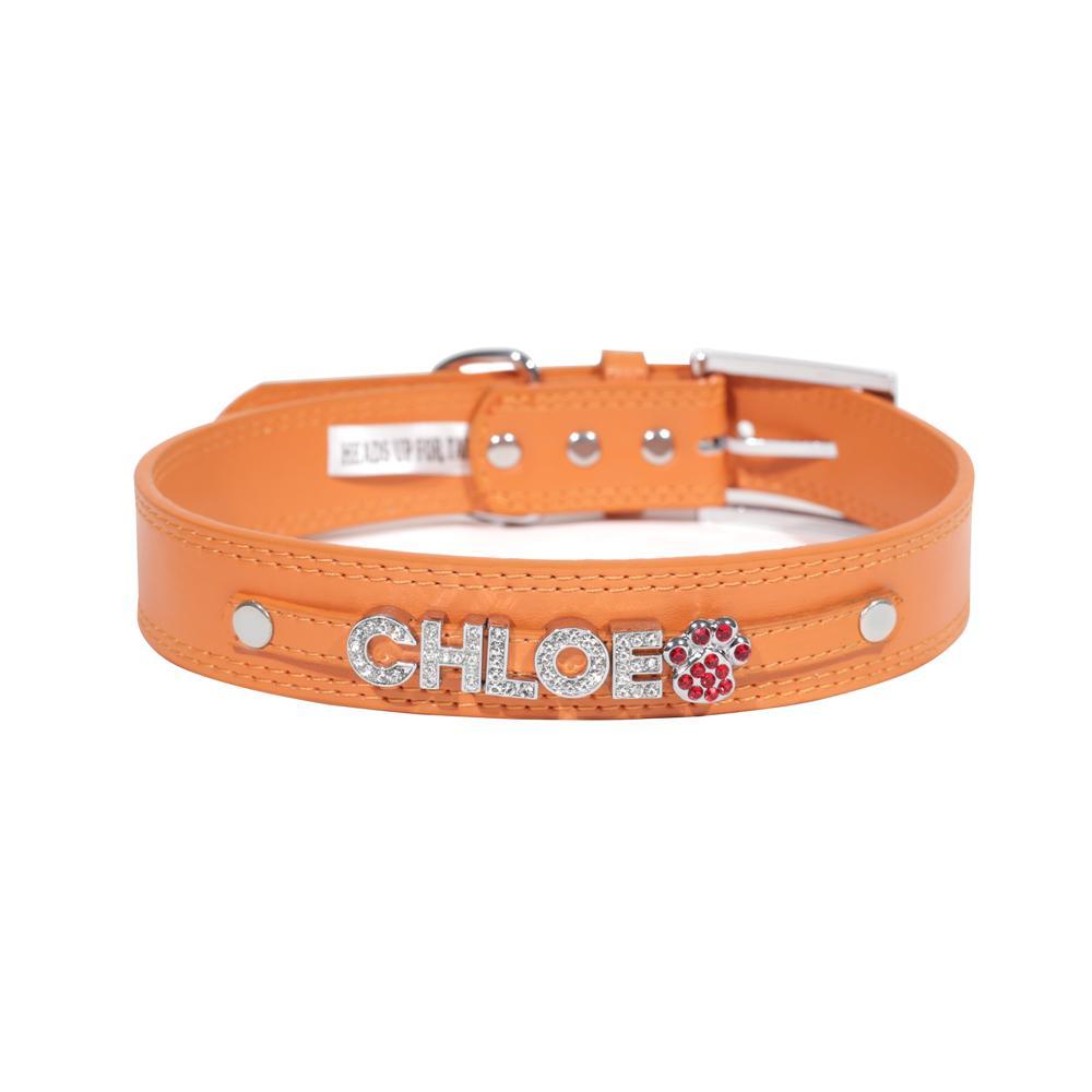 HUFT Personalised Dog Collar - Orange - Upto 5 Letters - Heads Up For Tails