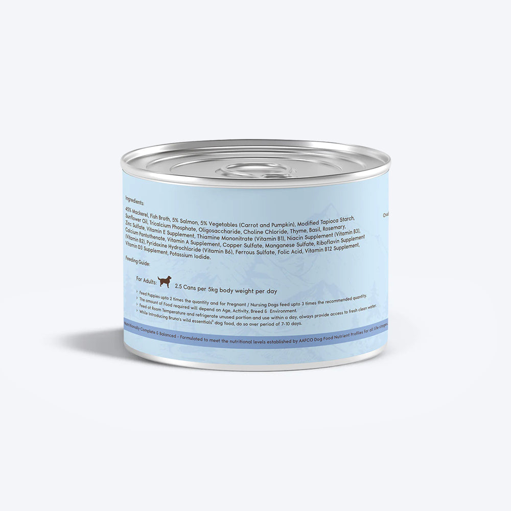 Bruno's Wild Essentials Mackerel With Salmon & Vegetables In Gravy Wet Dog Food - 170 g - Heads Up For Tails