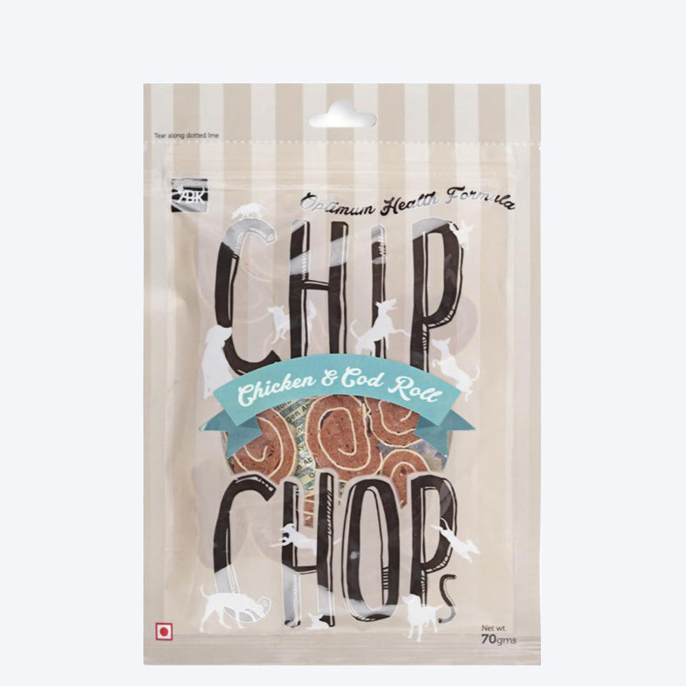Chip Chops Dog Treats - Chicken & Codfish Roll - 70 g - Heads Up For Tails