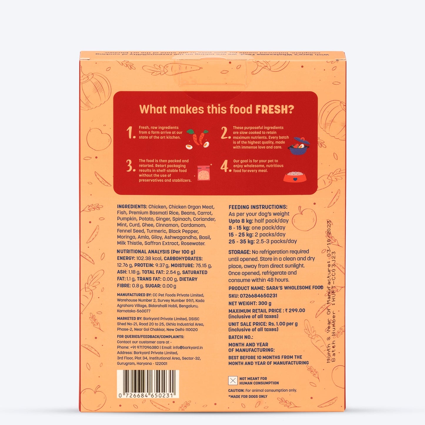 HUFT Sara'ss Wholesome Food (Flavours of India) - Chicken Biryani (300 g) - Heads Up For Tails
