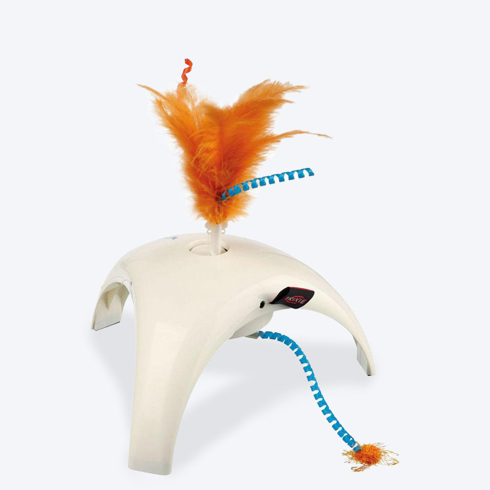GiGwi Pet Droid Interactive Toy for Cats - Feather Spinner (with 2 Replaceable Natural Feather Caps and 3 Motion Sensors) - Heads Up For Tails