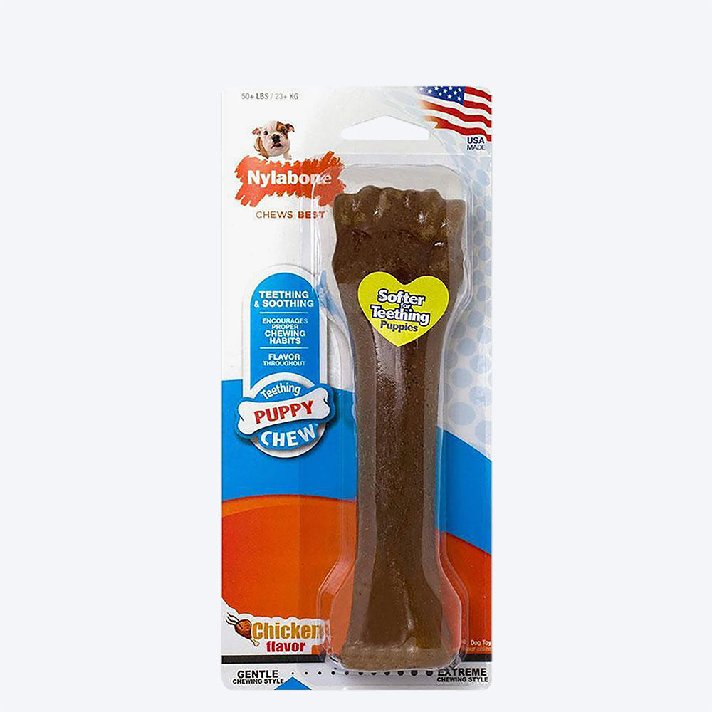 Nylabone Puppies Souper Chicken Flavored Bone Puppy Dog Chew Toy - Heads Up For Tails