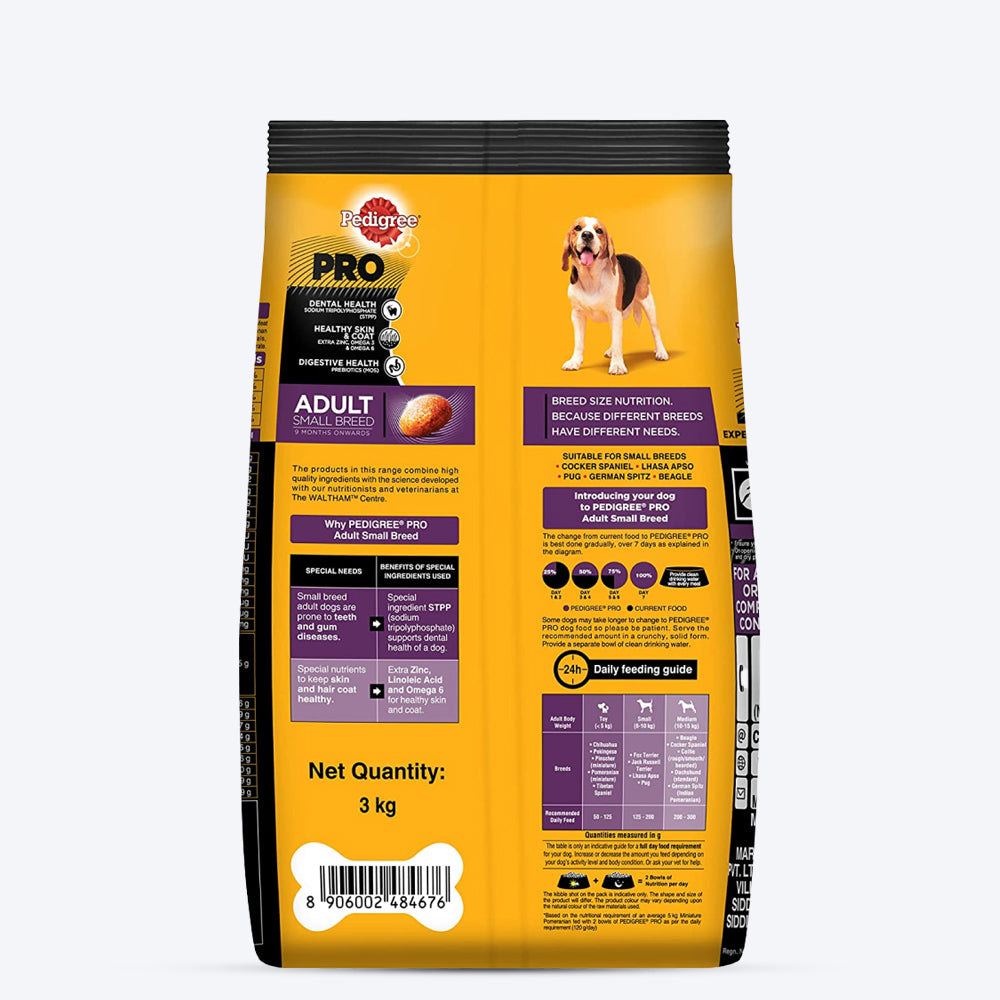 Pedigree Professional Adult Small Breed Dry Dog Food - 3 kg - Heads Up For Tails