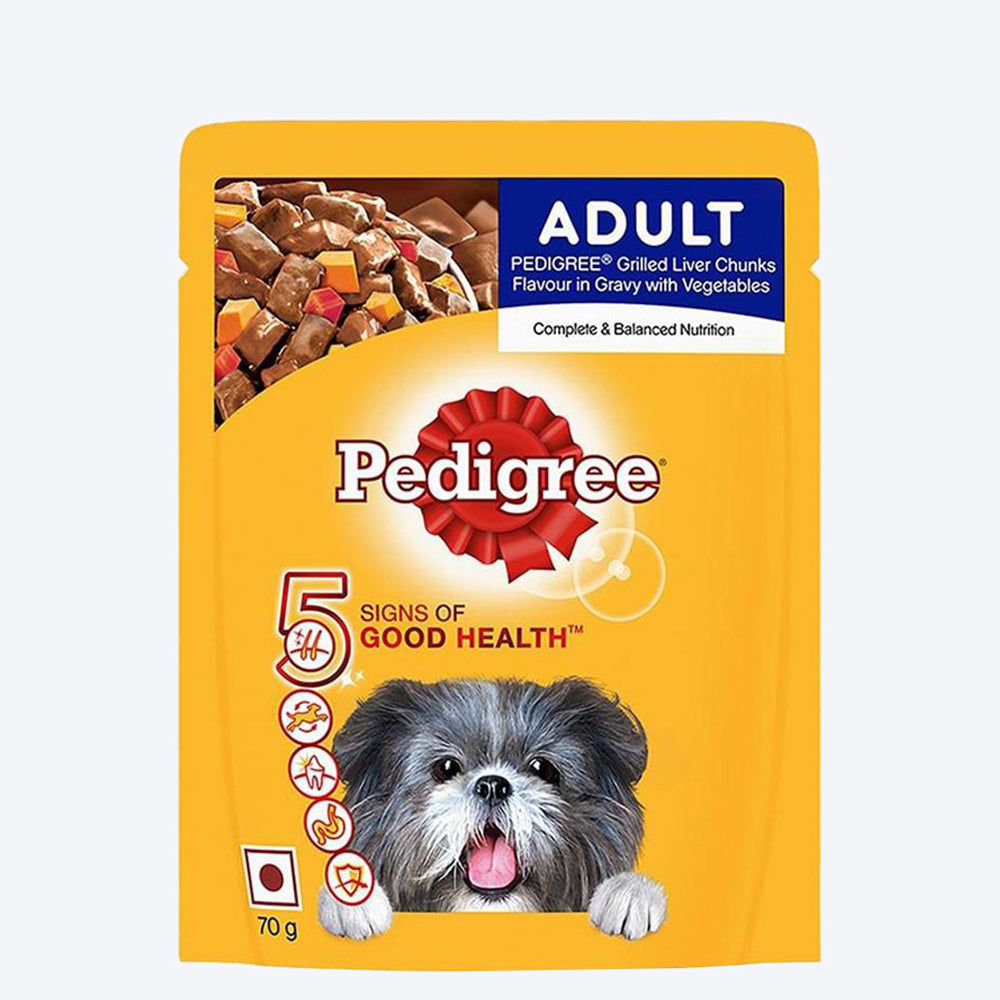 Pedigree Grilled Liver Chunks with Vegetables Gravy Adult Wet Dog Food - 70 g-1