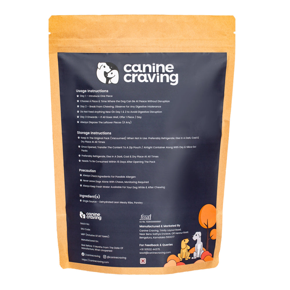 Canine Craving Meaty Lamb Rib ChewDog Treat - 60g - Heads Up For Tails
