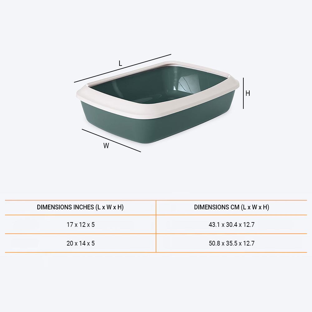 Savic Iriz Cat Litter Tray with Rim - Nordic Green - Heads Up For Tails