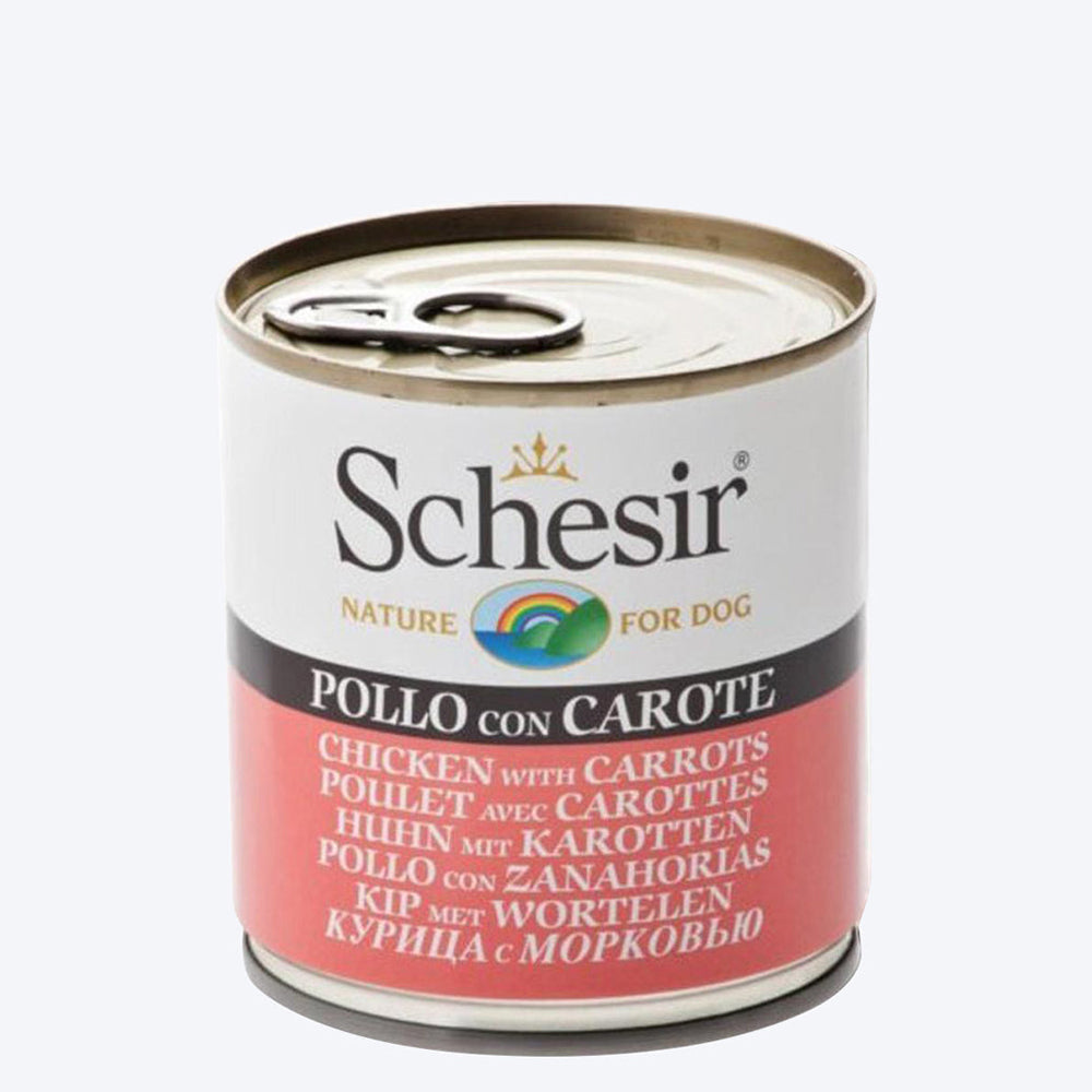 Schesir Canned 46% Chicken with Carrot Wet Dog Food - 285 g - Heads Up For Tails