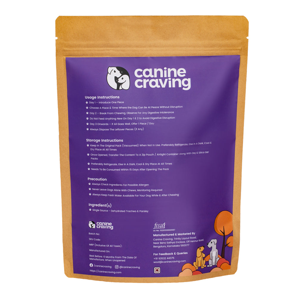 Canine Craving Dehydrated Grass-fed Herb Lamb Trachea Dog Treat - 2 Pieces - Heads Up For Tails
