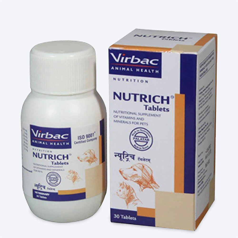 Virbac Nutrich Tablets For Pets - 60 tabs - Heads Up For Tails