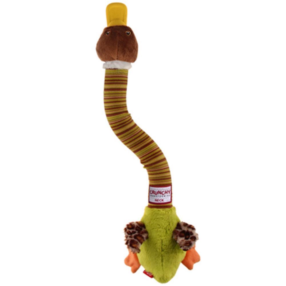 GiGwi Crunchy Neck Plush Friendz Dog Toy Duck (with Bone and Squeaker) Green