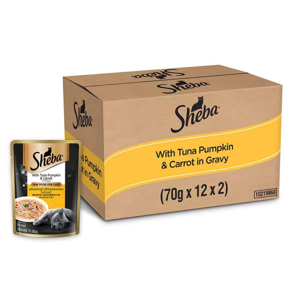 Sheba Rich Premium Tuna Pumpkin & Carrot In Gravy Adult Wet Cat Food Multipack - Heads Up For Tails
