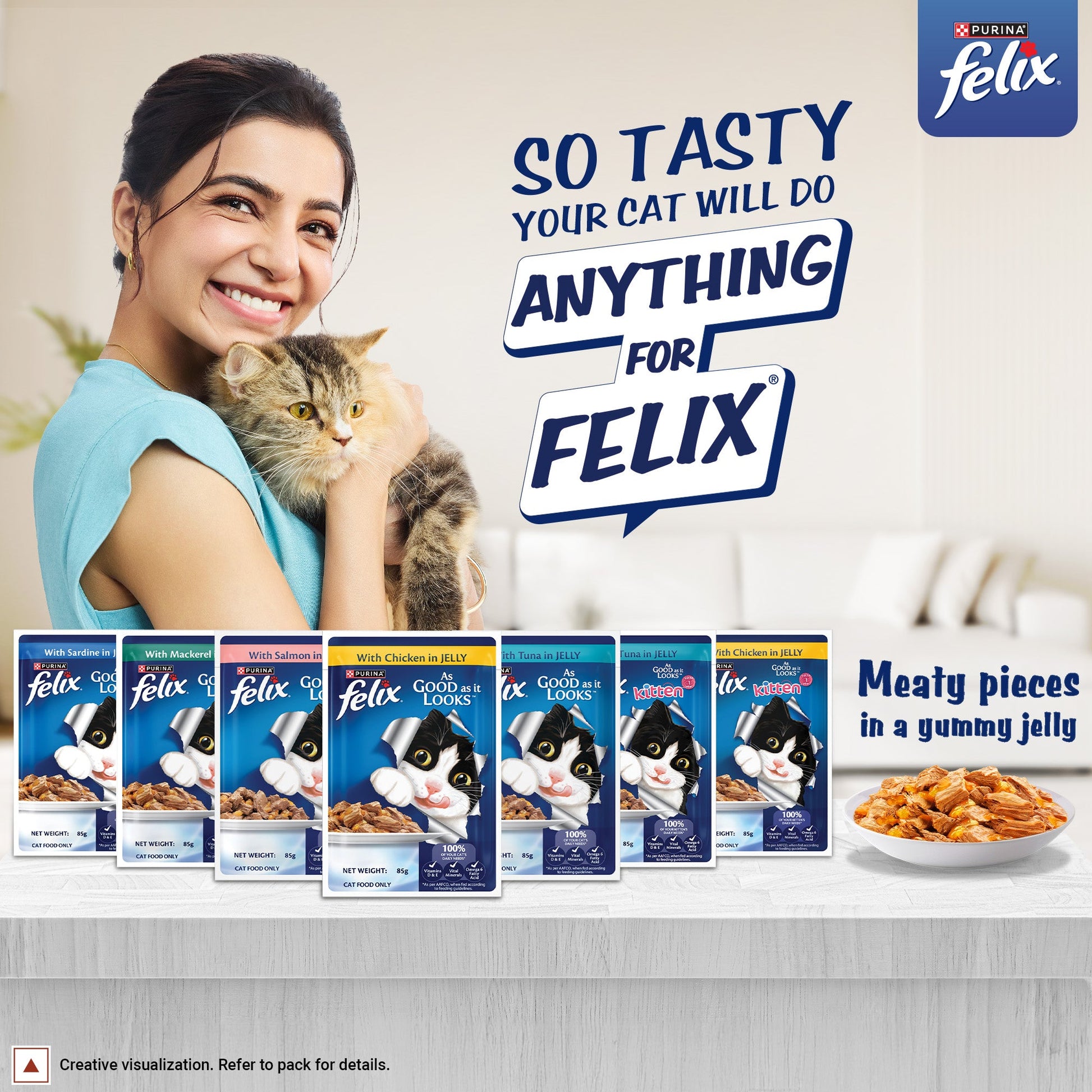 Purina Felix With Mackerel In Jelly Adult Cat Wet Food - 85 g - Heads Up For Tails