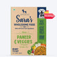 Sara's Wholesome Classic Paneer & Veggies Dog Food, 300 gm, features 35% paneer and 65% fruits, veggies, and brown rice.