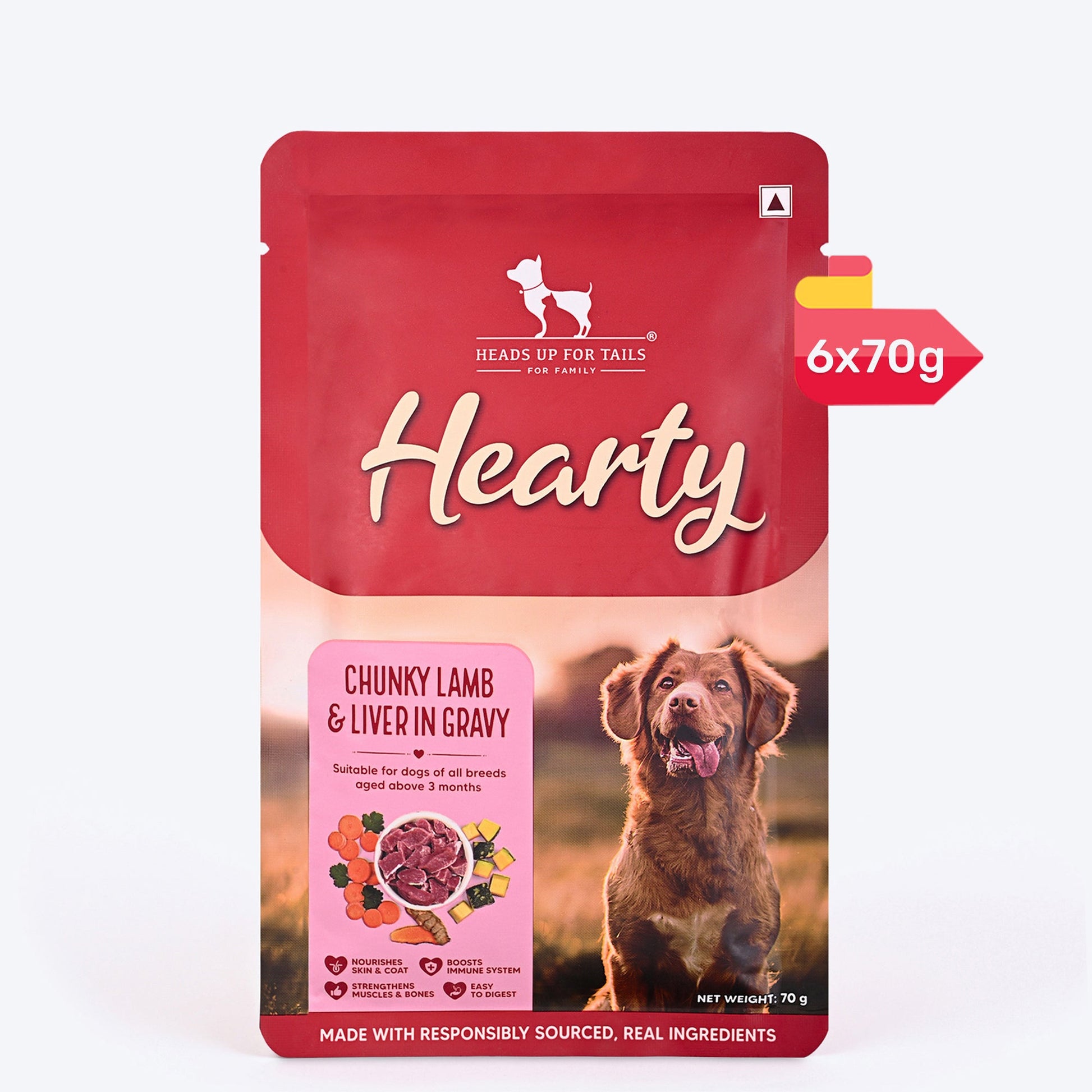 Hearty Chunky Lamb & Liver in Gravy Dog Food €“ Grain-Free, High-Protein €“ 70 g - Heads Up For Tails