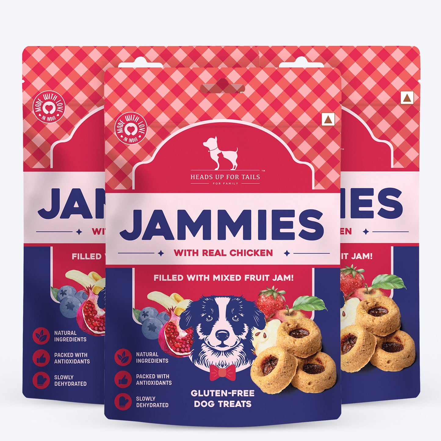 HUFT Jammies - Chicken Filled With Mixed Fruit Jam Dog Treats - 100 g - Heads Up For Tails