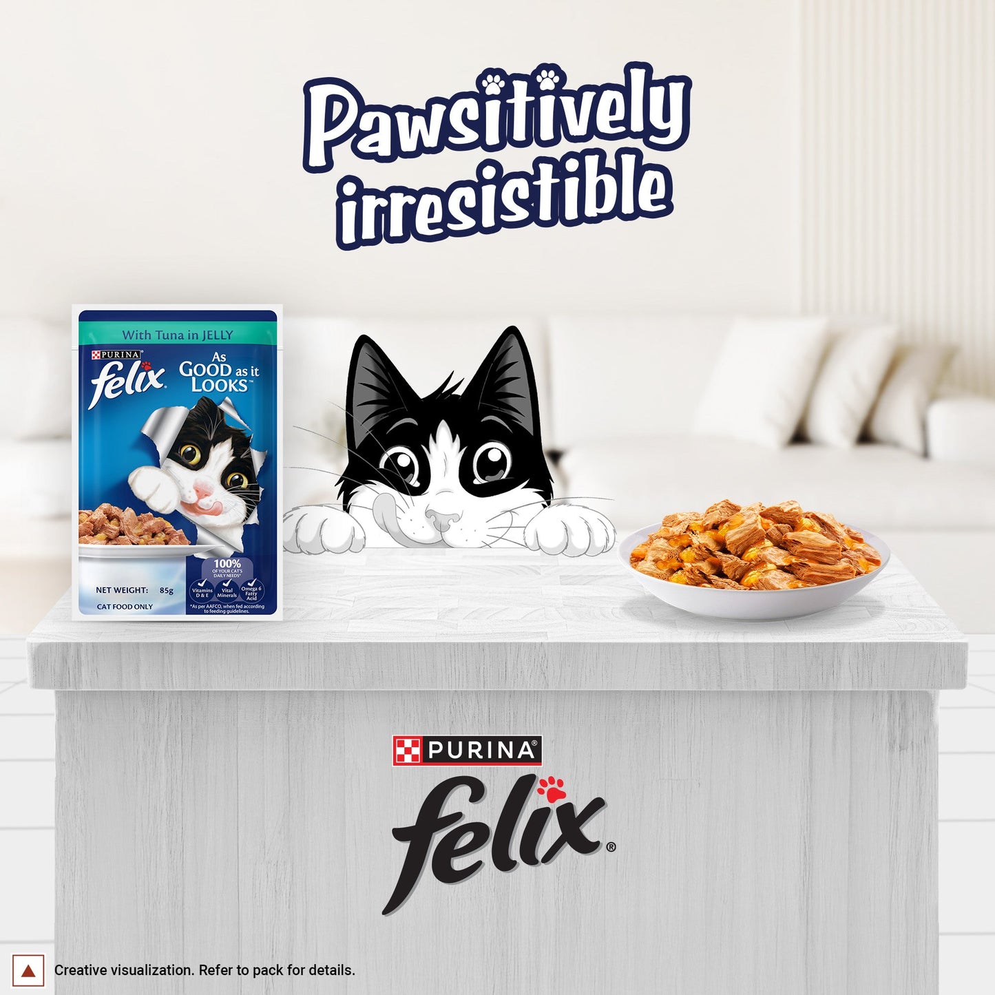Purina Felix With Tuna In Jelly Adult Cat Wet Food - 85 g - Heads Up For Tails