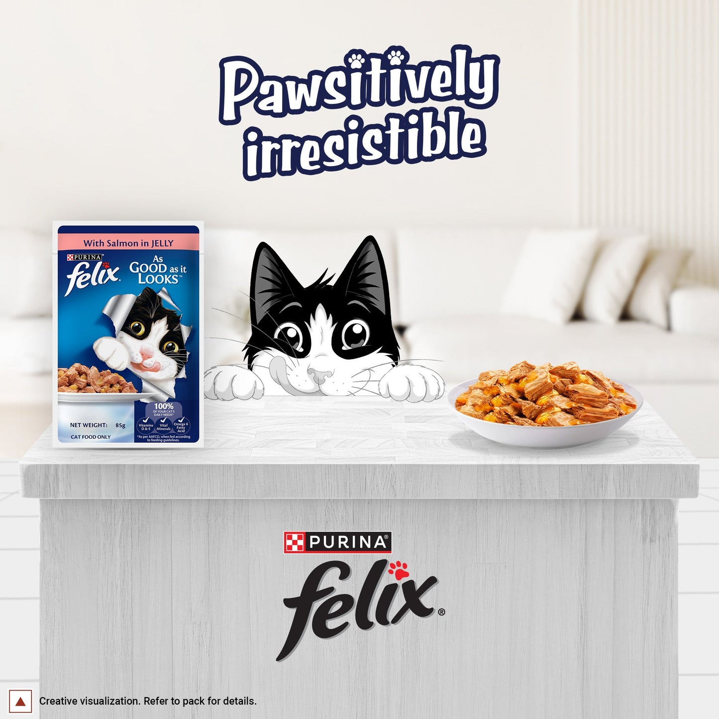 Purina Felix With Salmon In Jelly Adult Cat Wet Food - 85 g - Heads Up For Tails