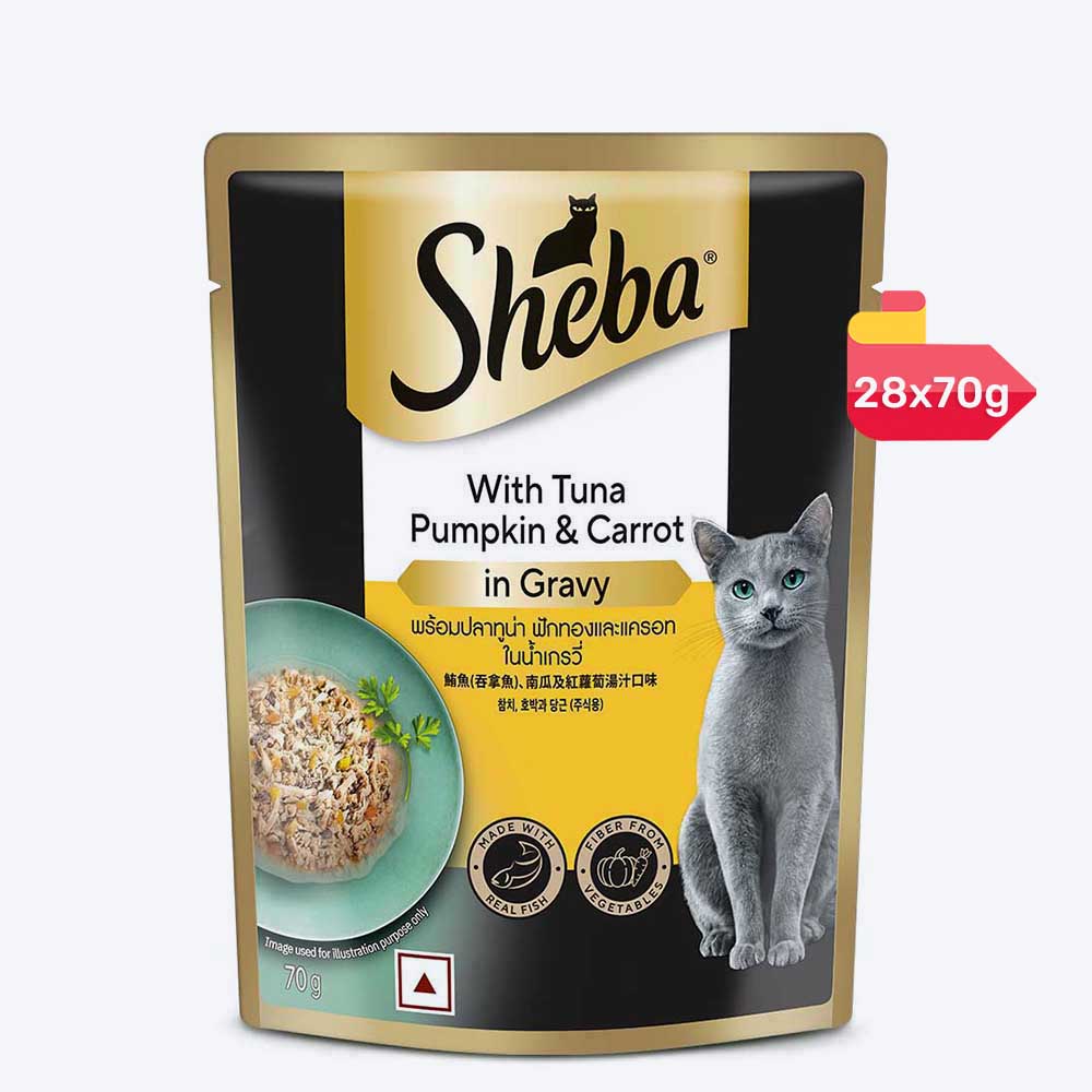 Sheba Rich Premium (1+ Years) Tuna Pumpkin & Carrot In Gravy Adult Wet Cat Food - 70 gm Packs - Heads Up For Tails