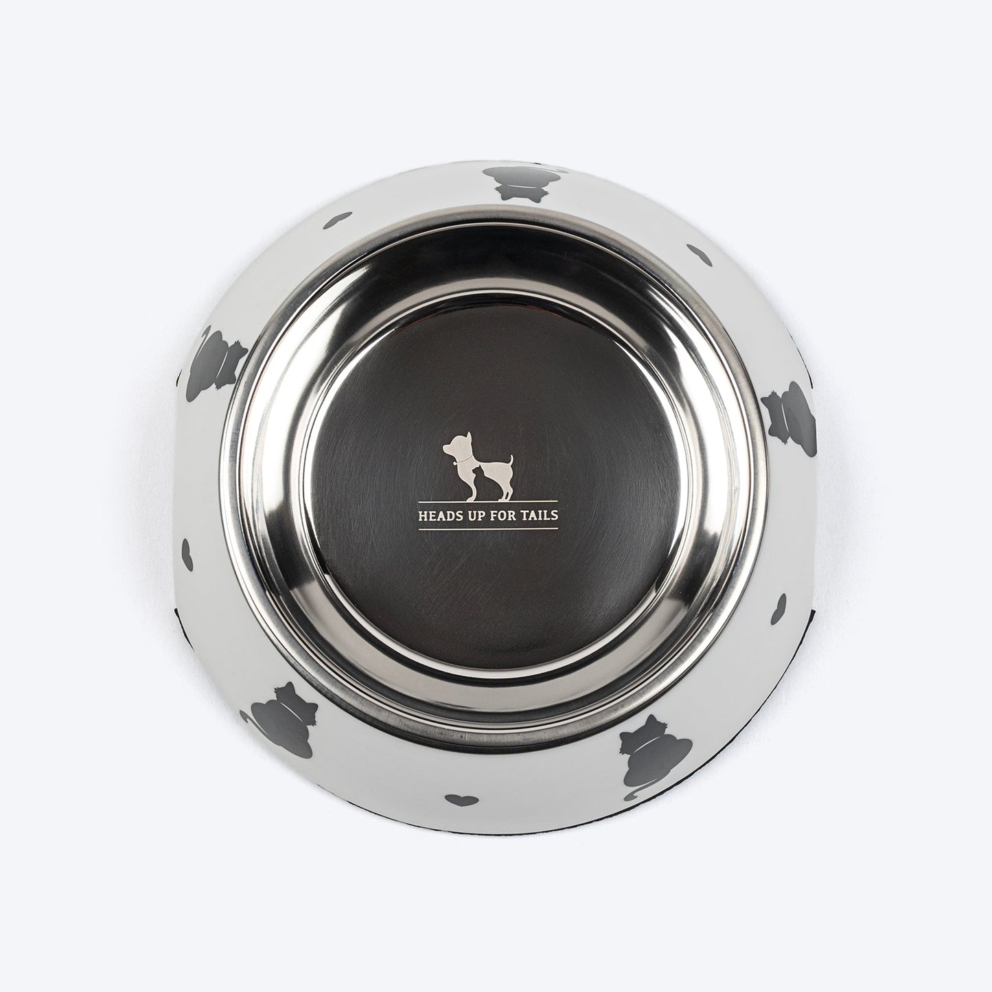 HUFT Purrfect Catch Printed Melamine Bowl With Steel Inserts For Cat - White - Heads Up For Tails