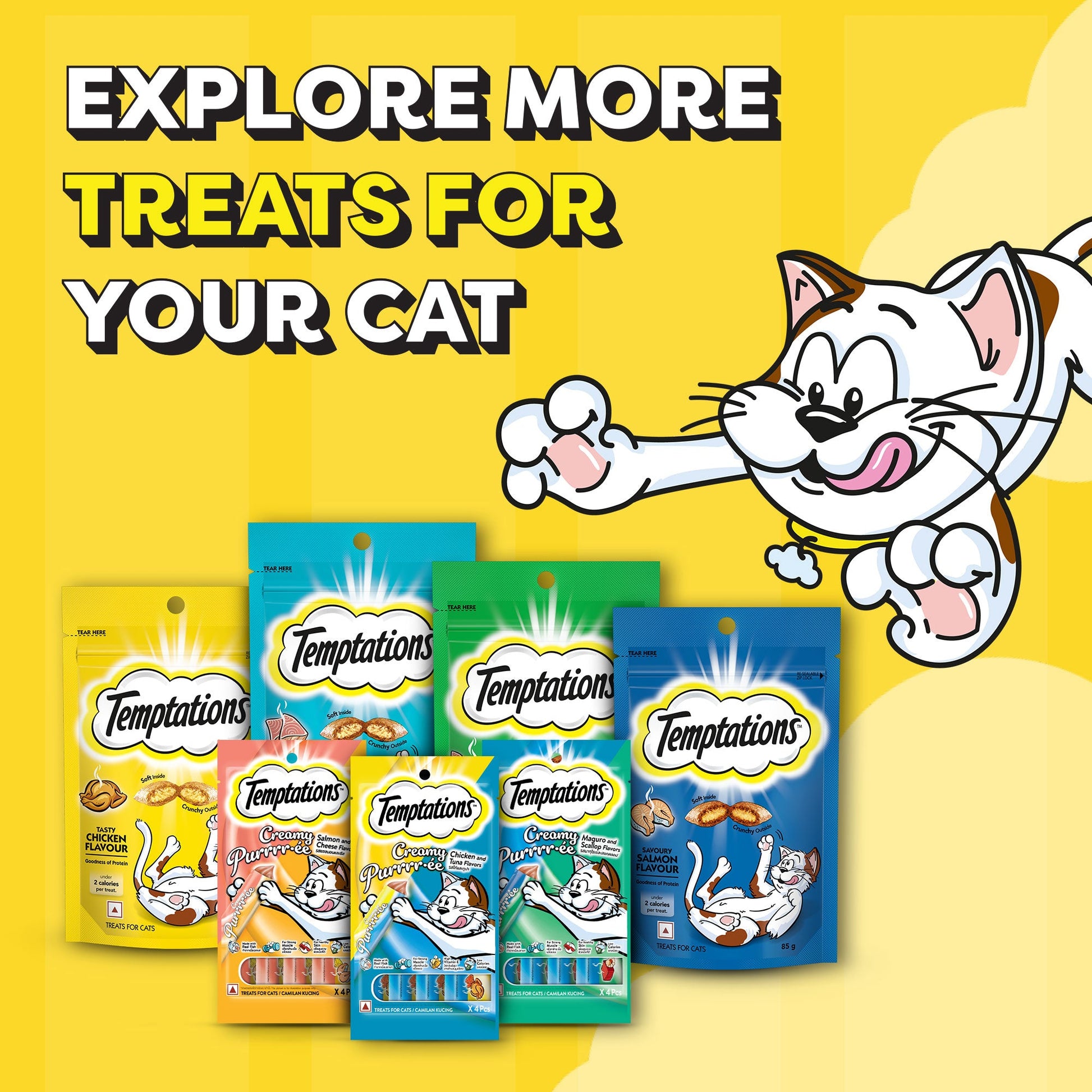Temptations Creamy Purrrr-ee, Salmon & Cheese Flavour For Cats - 48g (4 pieces) - Heads Up For Tails