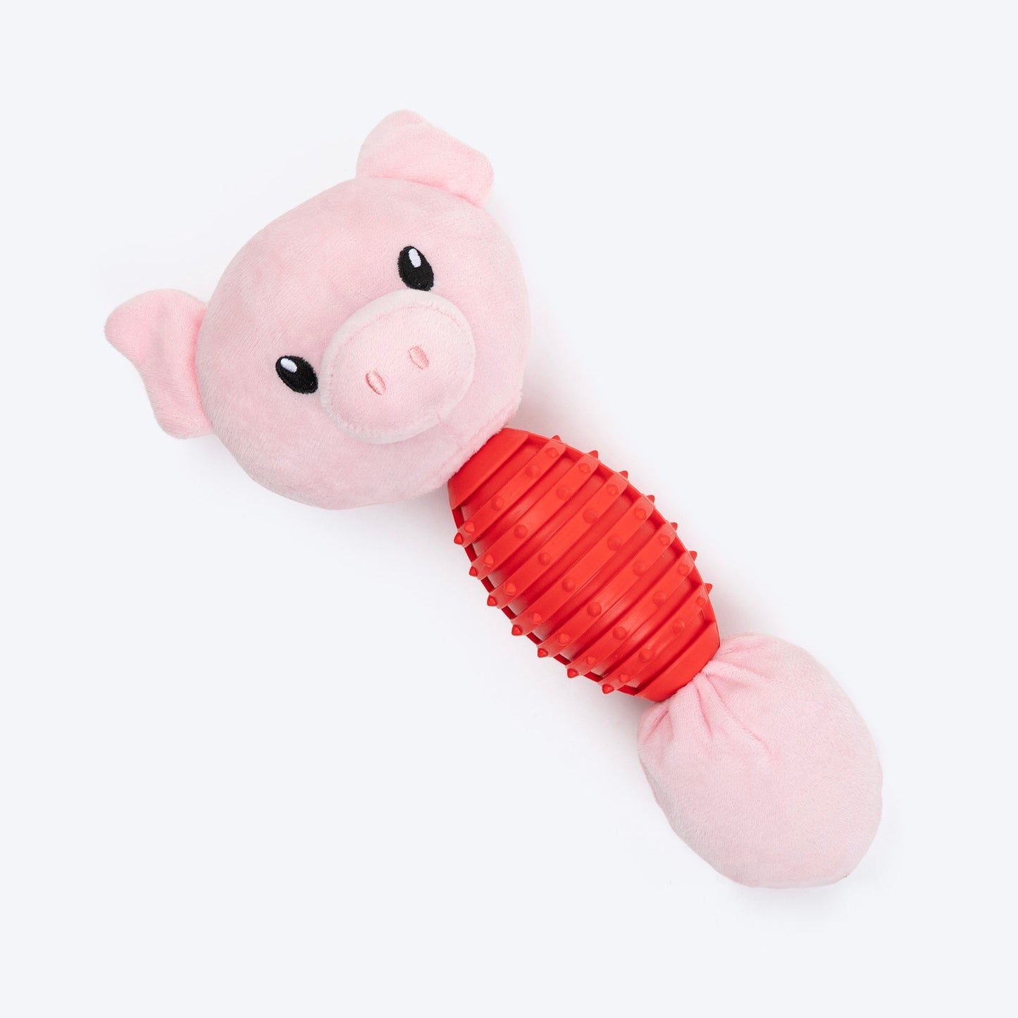 HUFT Squeaky Piggy Plush Toy For Dog - Pink - Heads Up For Tails