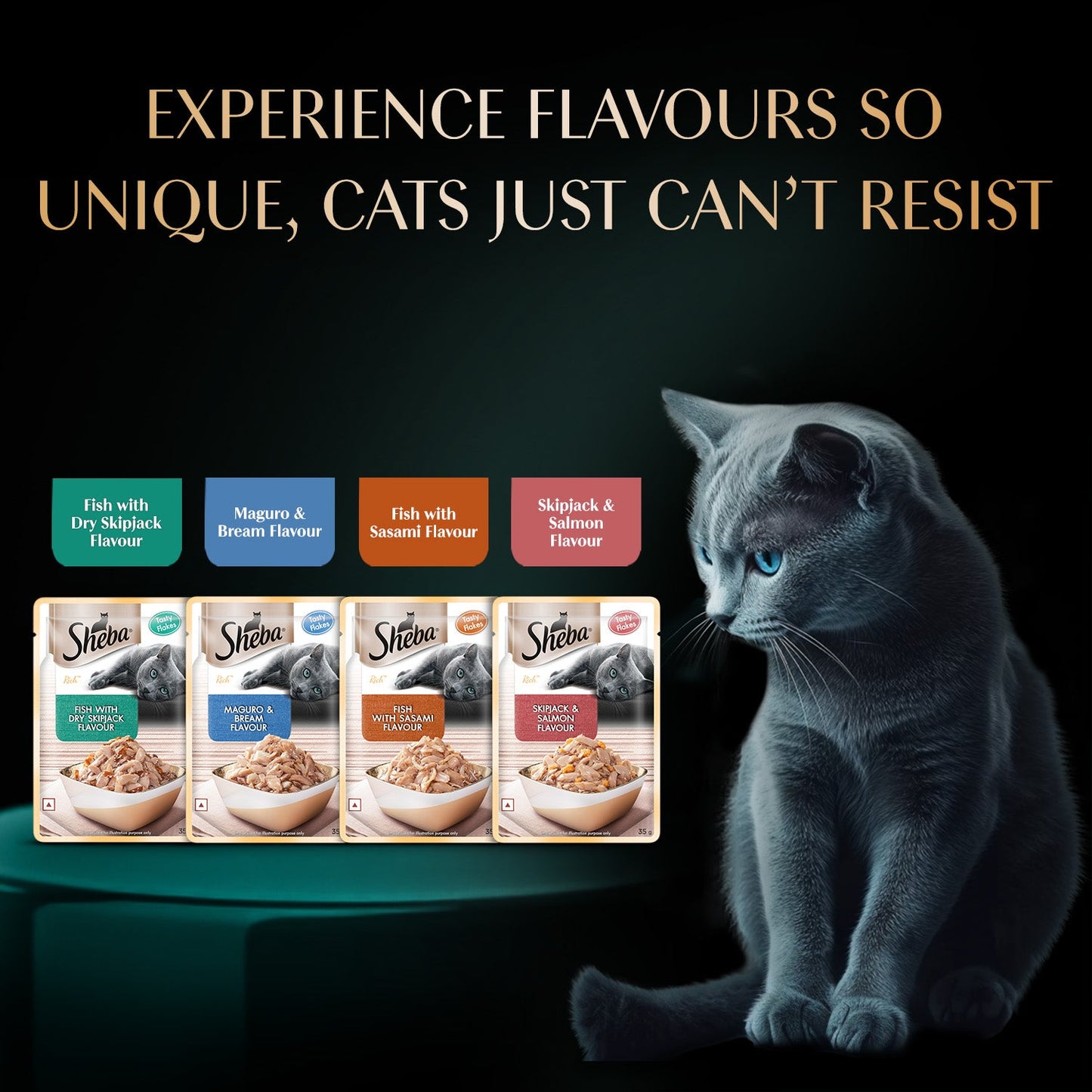 Sheba Rich Premium Adult (1+ Years) Maguro & Bream Flavour Wet Cat Food - 35 g - Packs