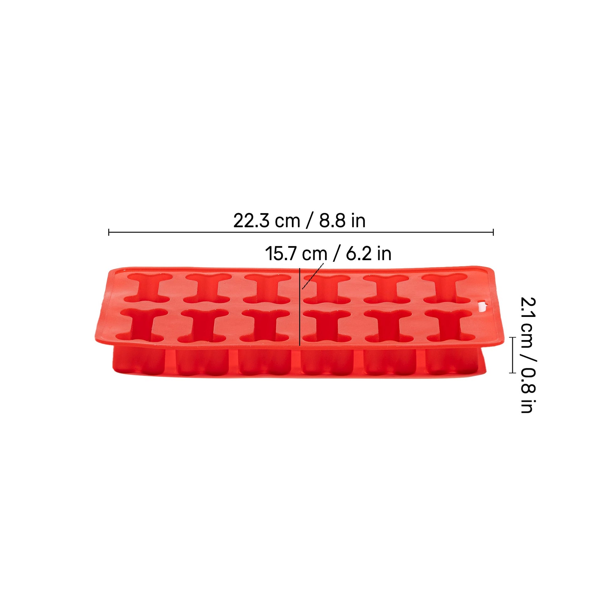 HUFT Silicone Bone Ice Tray For Dog & Cat - Red - Heads Up For Tails