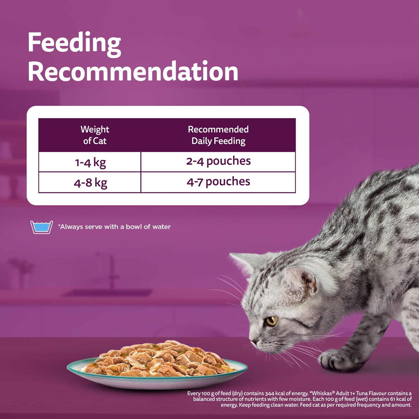 Whiskas Tasty Mix Wet Food Made With Real Fish (Salmon & Wakame Seaweed) With Chicken in Gravy For Adult (1+ year) Cat - 70 gm Pack - Heads Up For Tails