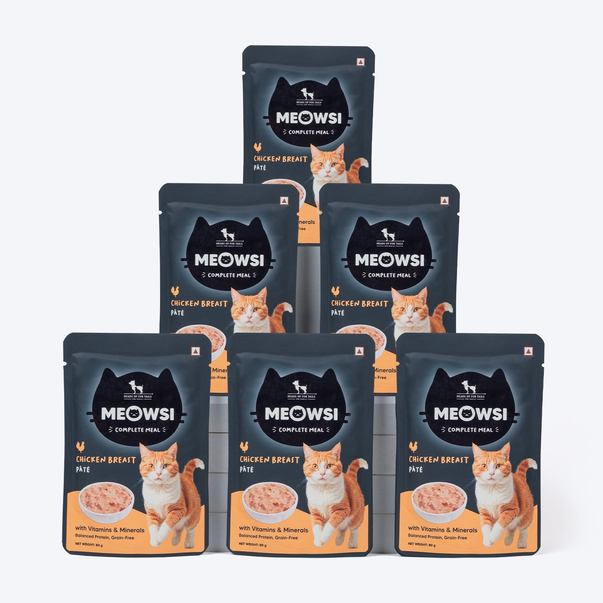 Meowsi by HUFT Chicken Breast p¢t© Cat Wet Food, 80 gm, grain-free, with vitamins and minerals for balanced nutrition.