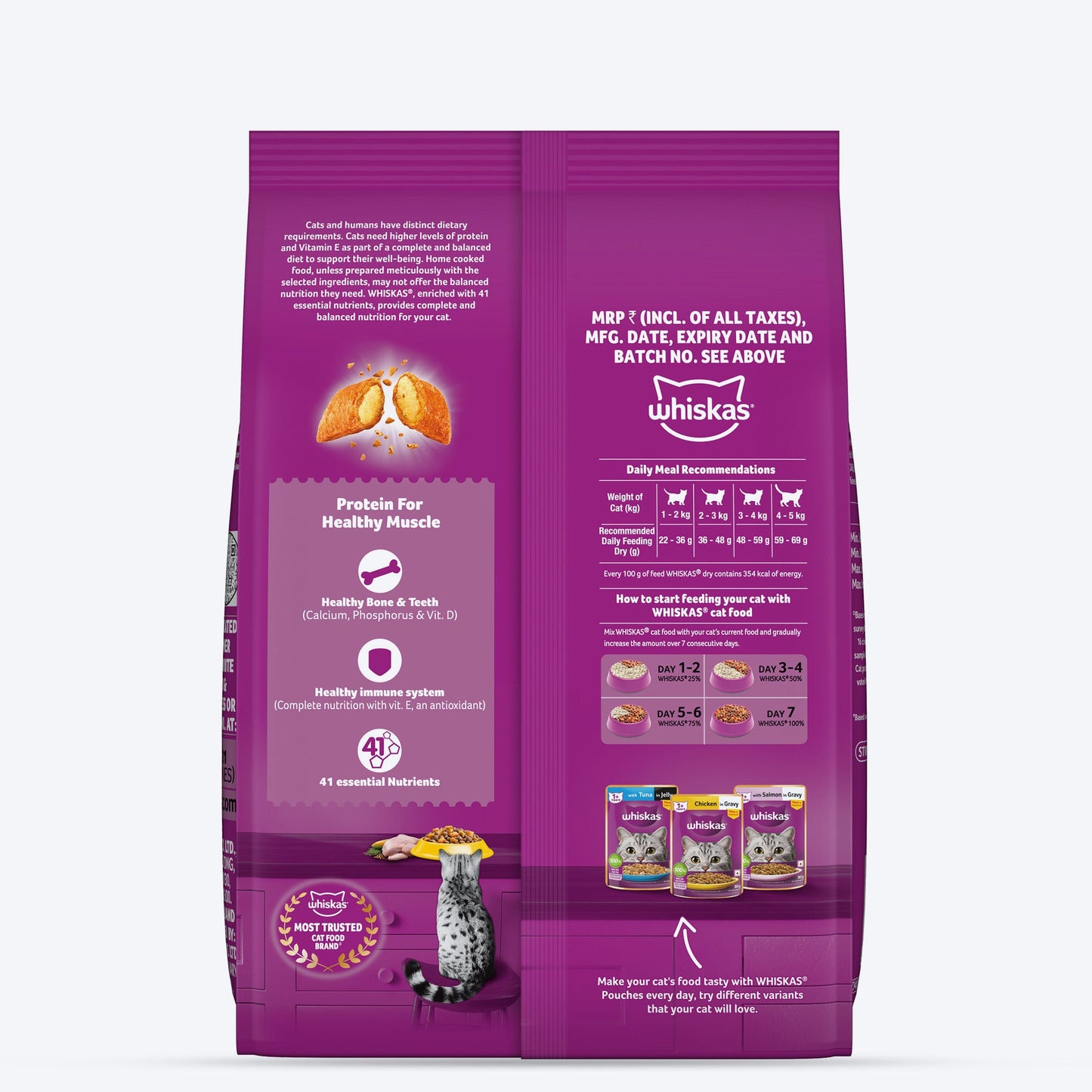 Whiskas Adult (1+ Years) Chicken Flavour Dry Food For Adult Cat - Heads Up For Tails